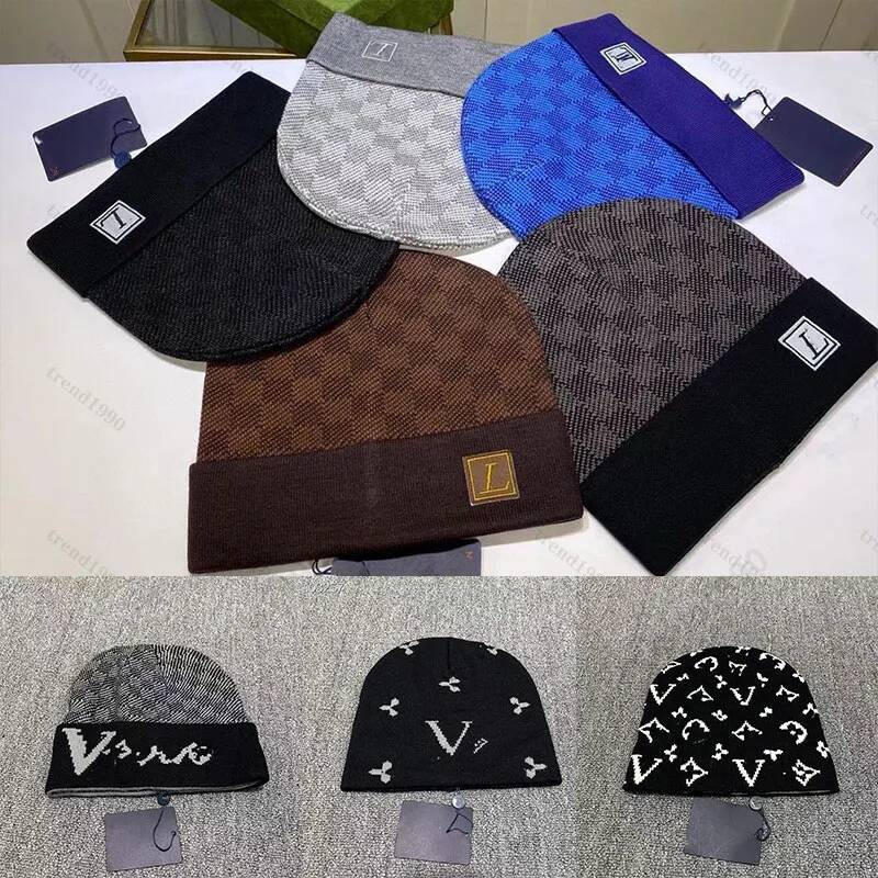 Designer Knitted Luxury Brand Rimless Classic V Shape Letter Embroidery Brimless Cap Couple Patterned Grunge Design Windproof Hat Hot