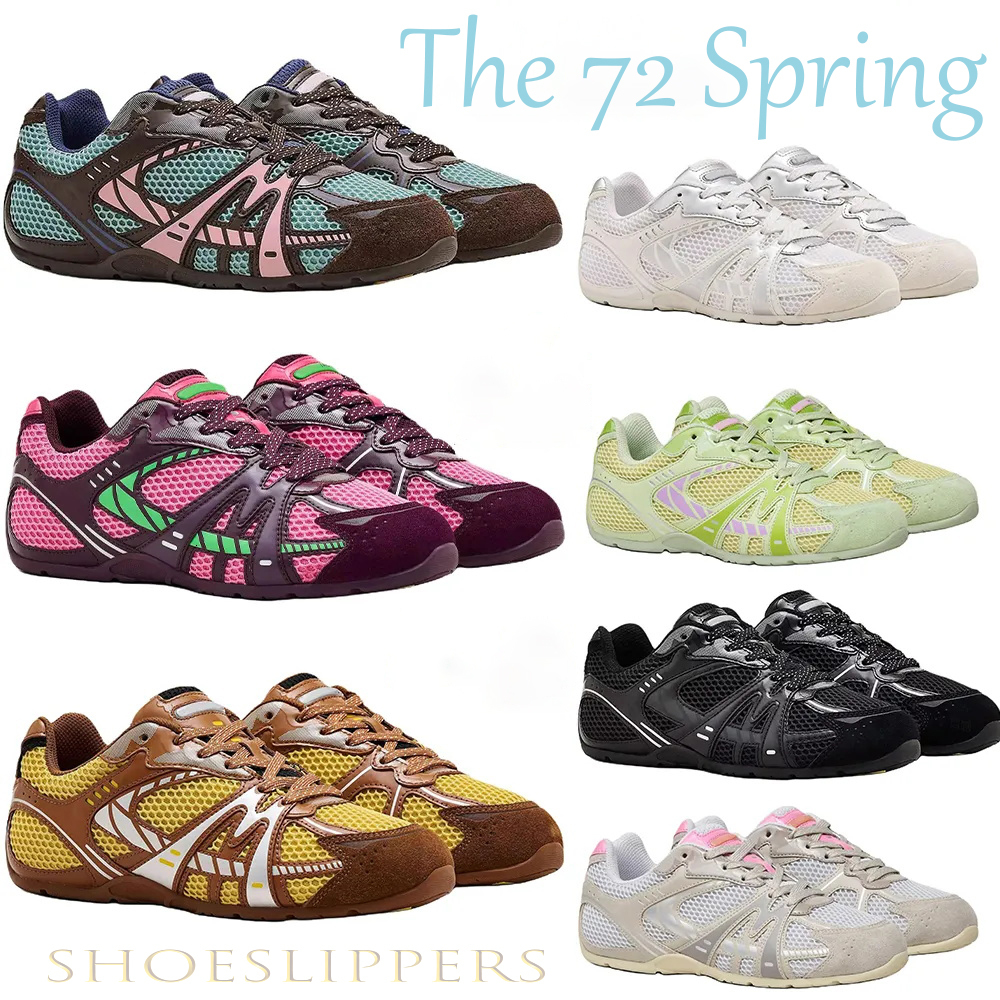 The 72 Spring mesh-panelled Sneakers Designer Shoes Women Sneakers Sports Breathable Leather Mesh Matching Lace Up Retro 70s Y2K Low Top Lace Up Cas