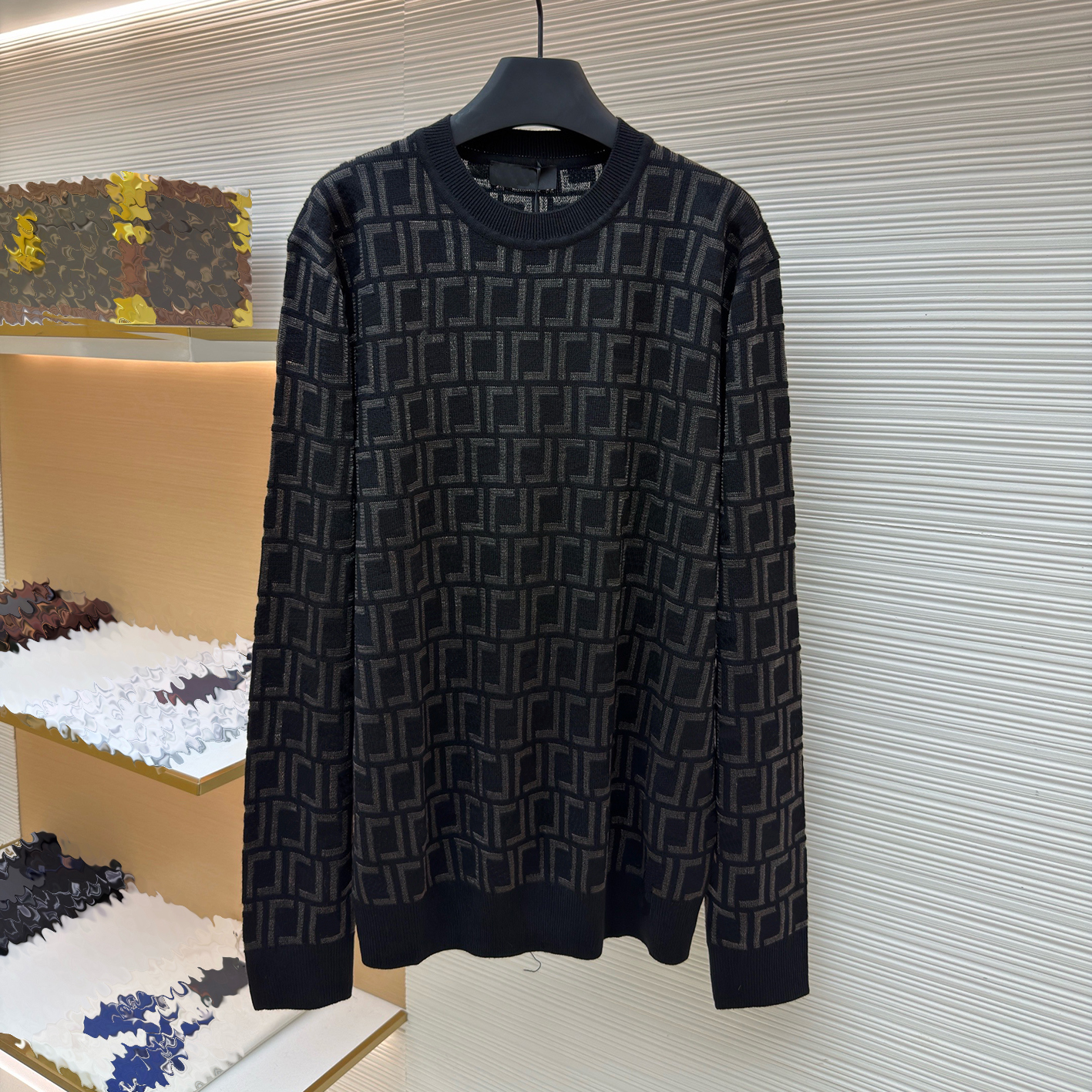 Designer brand clothing, high-quality men's sweaters, round neck long sleeved knitted sweaters, jacquard wool blended slightly loose autumn and