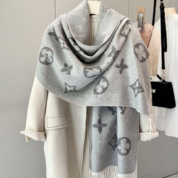 New cashmere scarf with double-sided high-end feel, warm shawl, versatile for autumn and winter, letter light luxury scarf