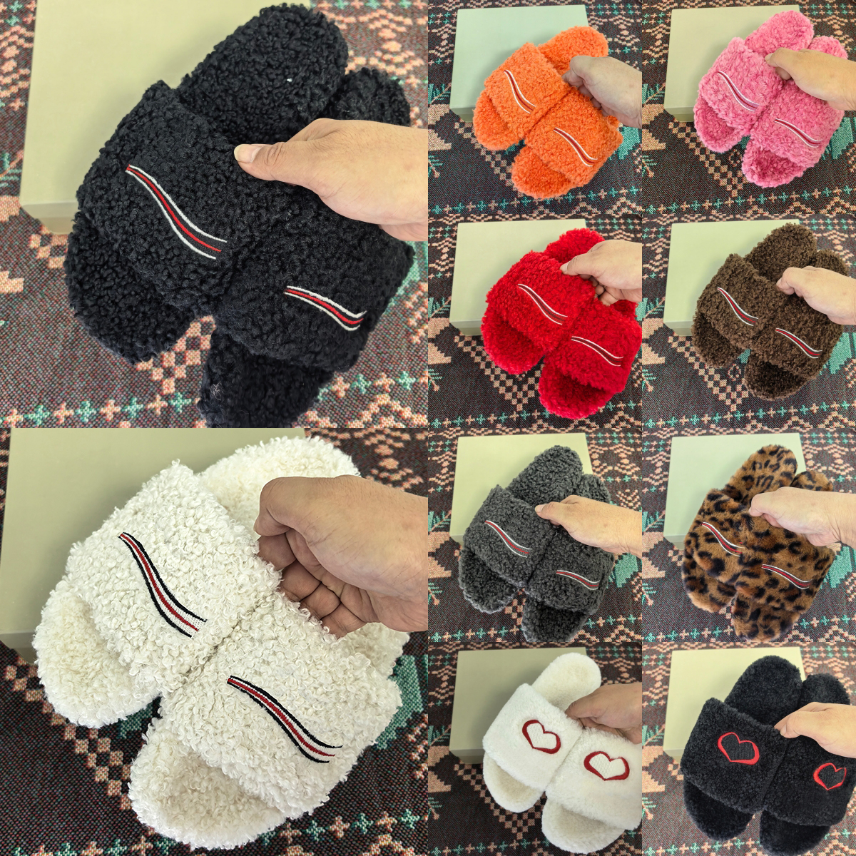 Femmes Fourrure Diapositives Furry Pantoufles Sandales Designer Mules Automne Hiver Homewear Slide Hommes Chaussures Paris Luxe Confortable Fuzzy