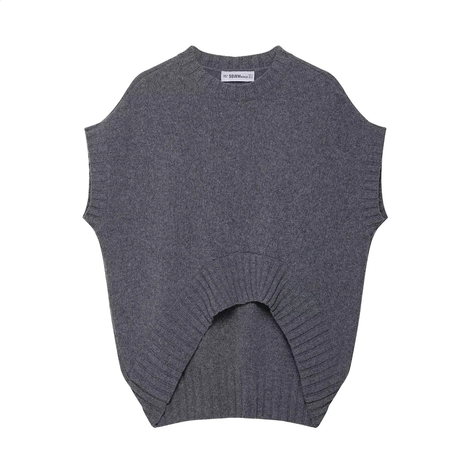 Autumn women's clothing European and American style fashionable temperament simple knitted round neck sleeveless vest 260924