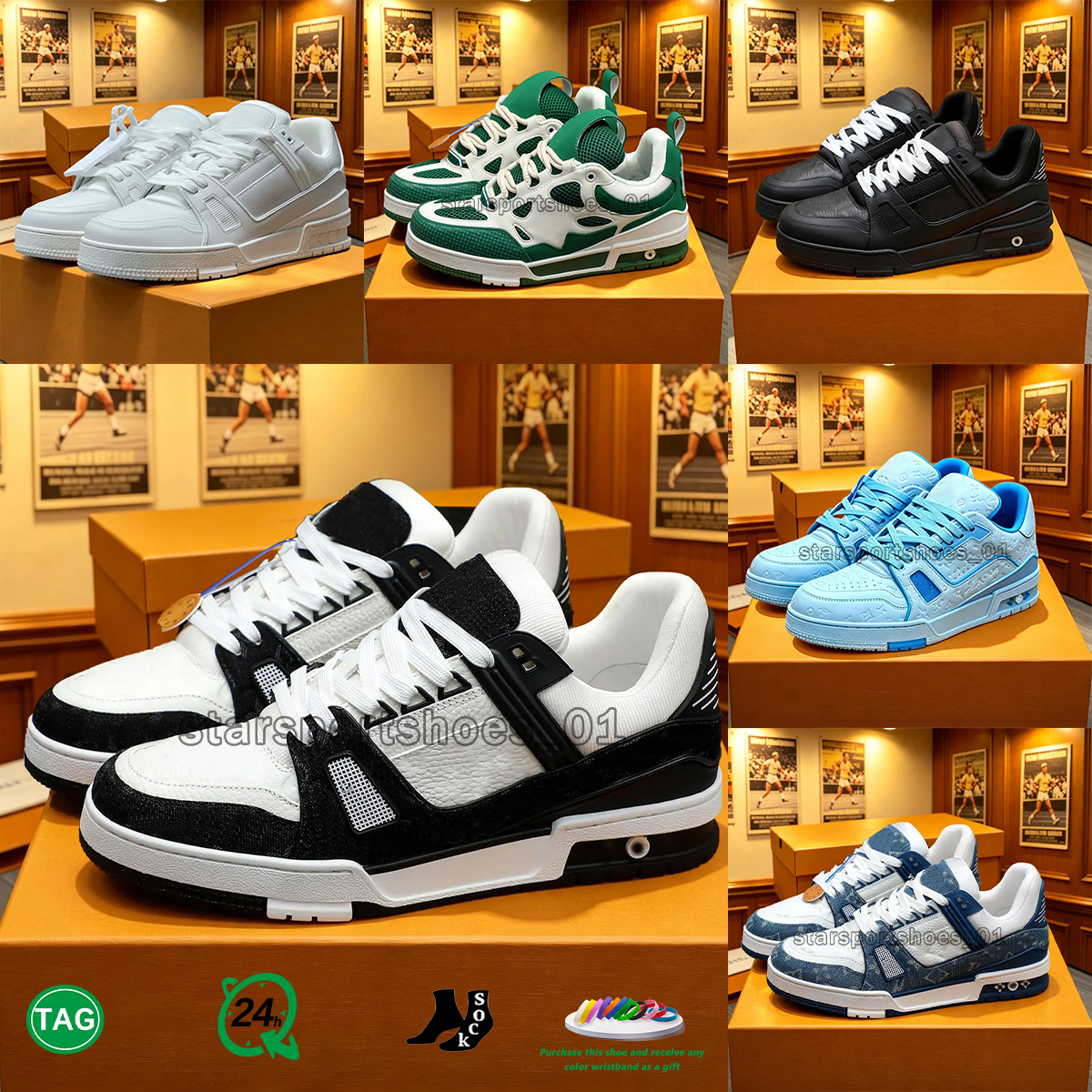 With Box Designer Shoes Casual Fashion Mens Trainers Womens Low Top Sneakers Black Blue Green Red Cowhide Upper Breathable Insole Non Slip Chaussure