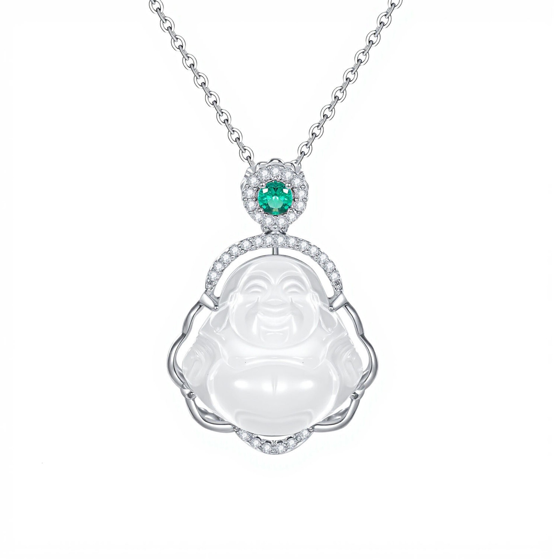 New Style Imitation Chalcedony Maitreya Necklace for Women, Light Luxury Niche Design, High-End Feel, Elegant Buddha Pendant Clavicle Chain