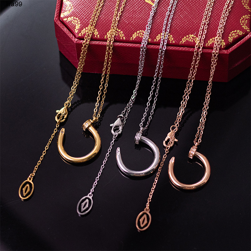 Pendant Necklaces Fashionable New Love Nail Necklace Luxury Jewelry Stainless Steel 18k Gold Designer Necklace