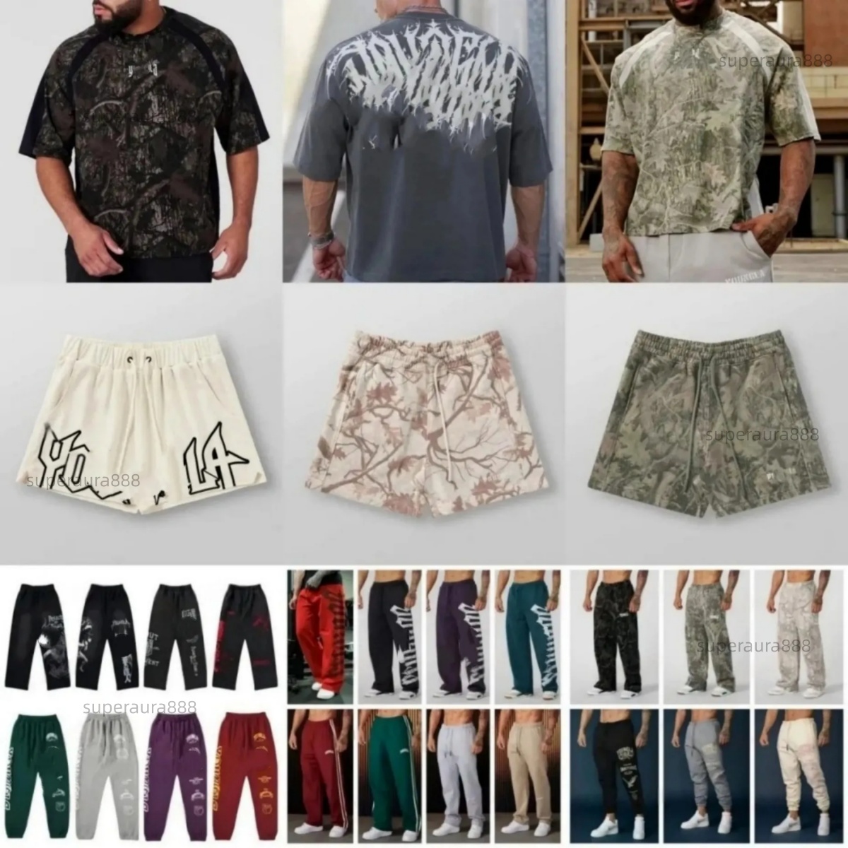 sweatpants outdoor sports shorts streetwear sweatpants gym clothes mens trendy cotton terry joggers with anime print wideleg casual hiphop