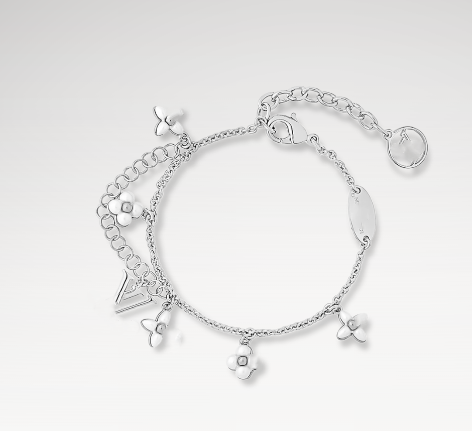 With BOX New Luxury Classic designer charm bracelet high quality Silver chain flower letter jewelry for Girl Wedding Mother' Day fashion Jewelr