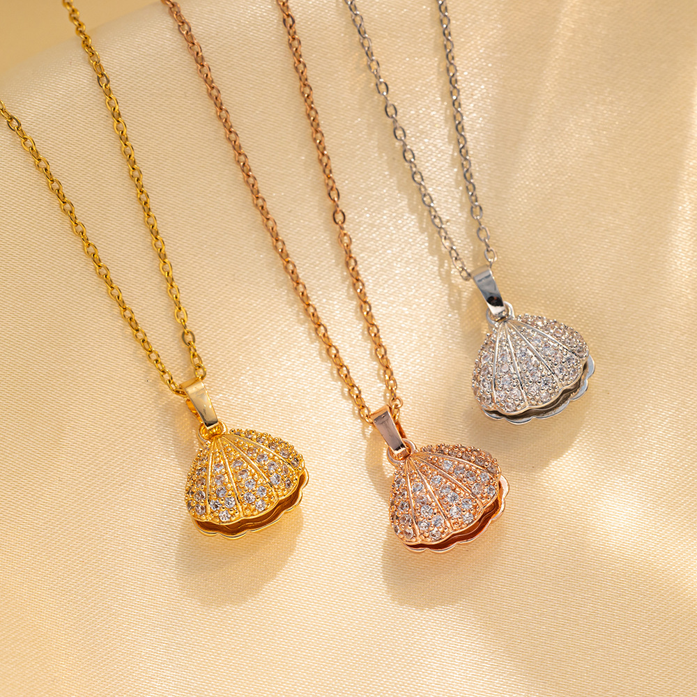 Collier de perles de coquillage incrusté de diamants pour femmes, Version coréenne, pendentif, bijoux de célébrités d'internet