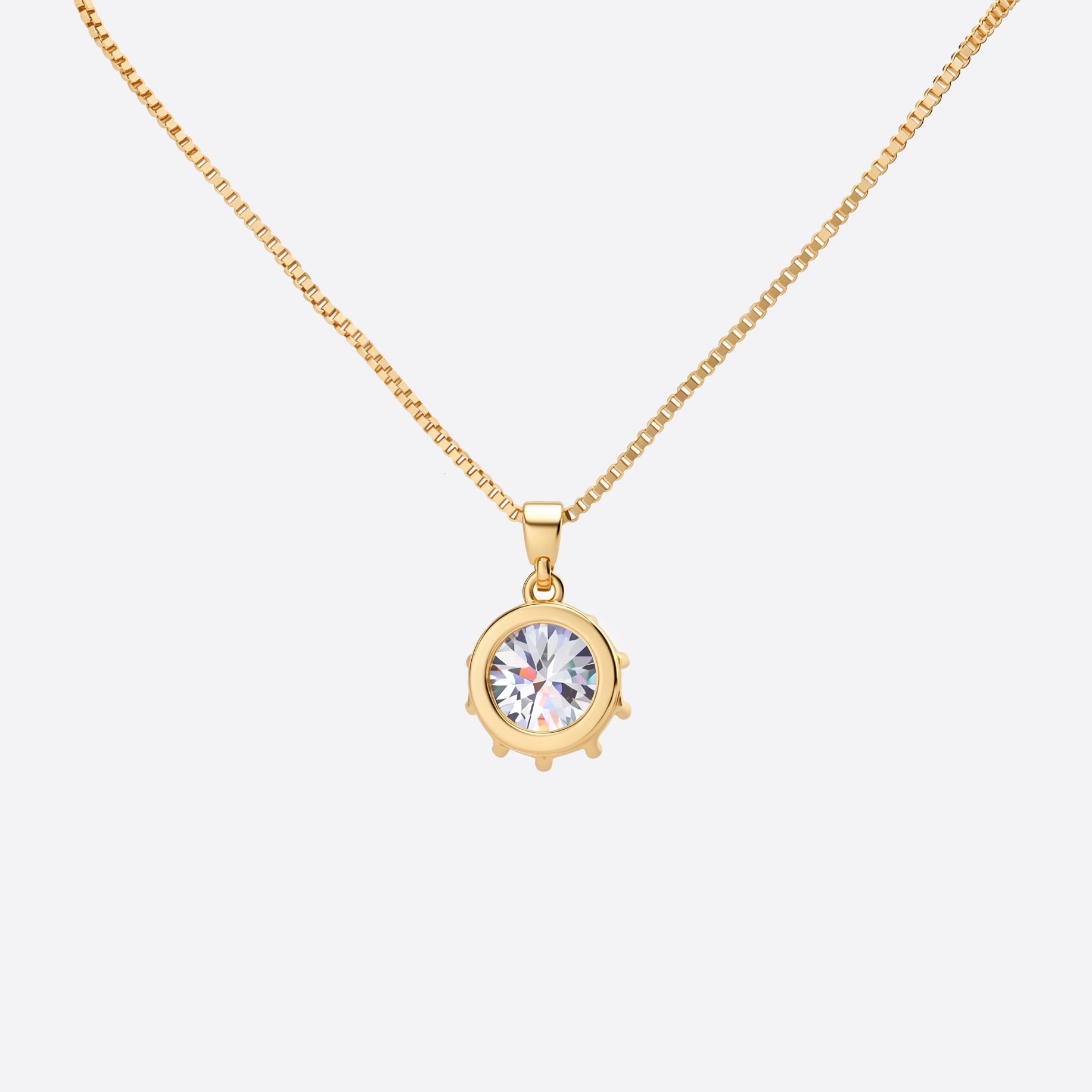 Korean-style, minimalist, single cubic zirconia pendant, brass necklace, unique design, versatile and delicate clavicle chain for women