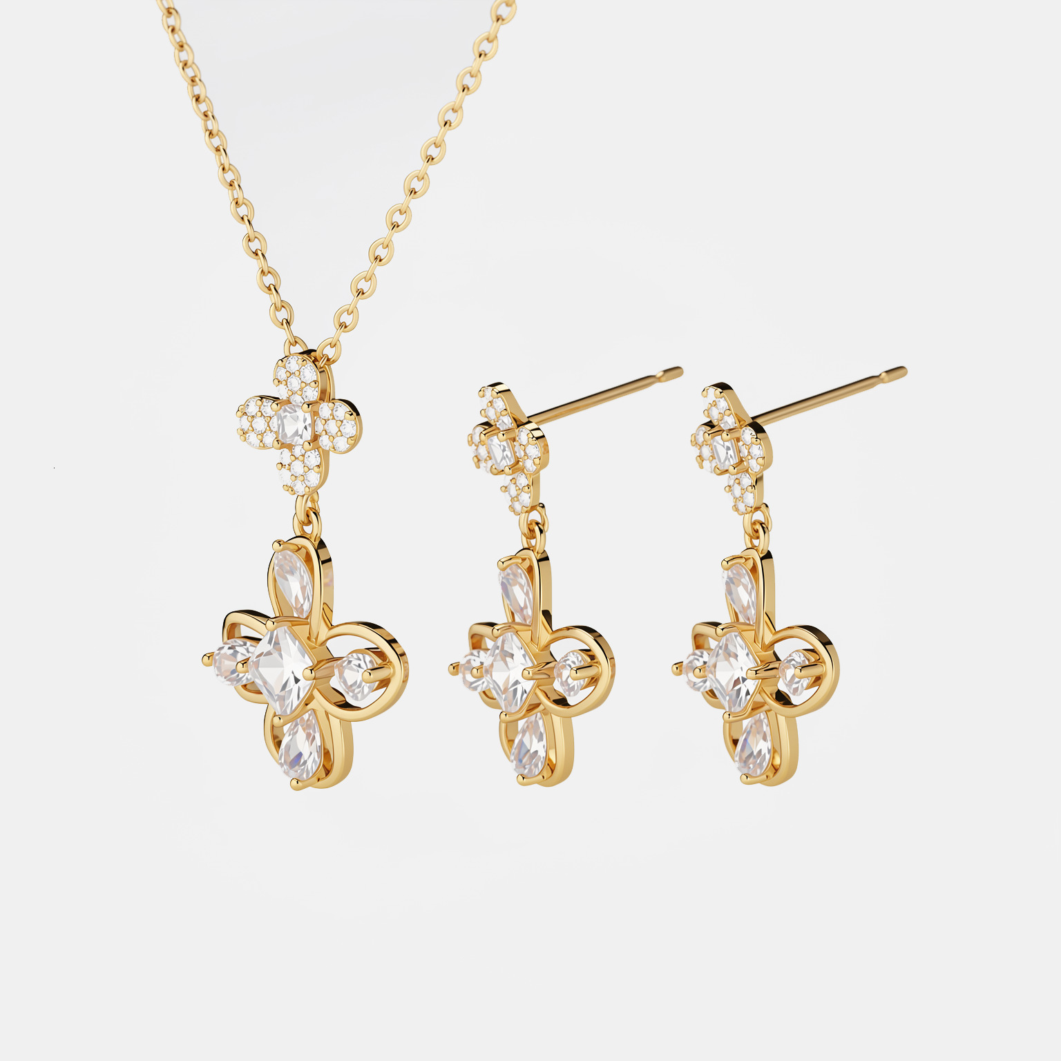 European American 2026 new four-leaf clover necklace earring set, featuring a unique and stylish design, available for wholesale