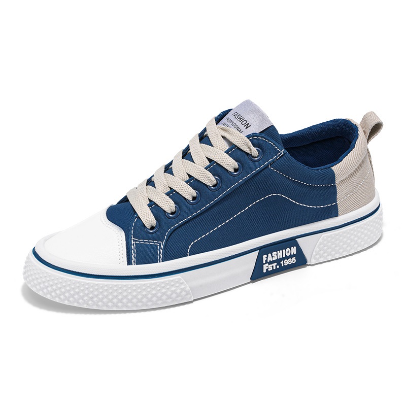 Men Women Patchwork Color Block Canvas Sneakers Lace Up Platform Skate Shoes Breathable Casual Street Shoes