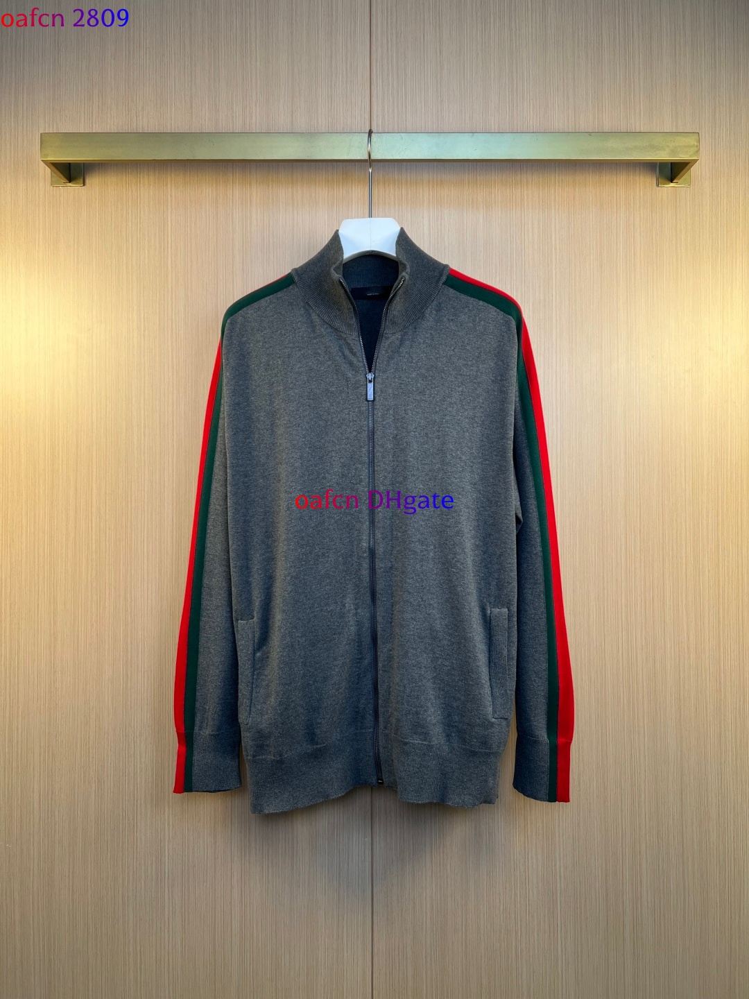 track suit Designer TrackSuit Brand Hoodie fashion brand Hoodies Unisex Vintage hoodie Red and green ribbon stand collar zipper knitted jacket casua