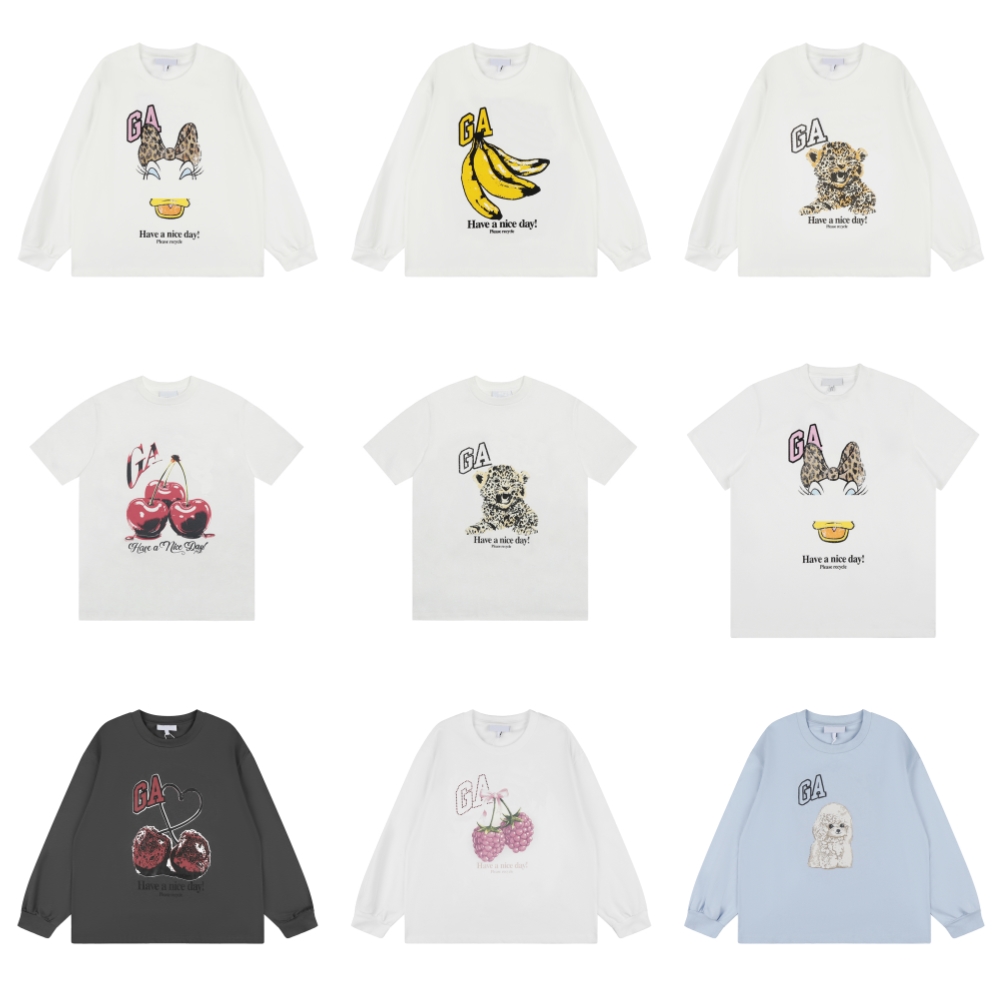 Have a Nice Day T Shirt Women Long Sleeve Tshirt Banana Leopard Print Designer Tees Cartoon Animal Fruit Tops Cotton T-Shirts Australia Ganniknit Cl