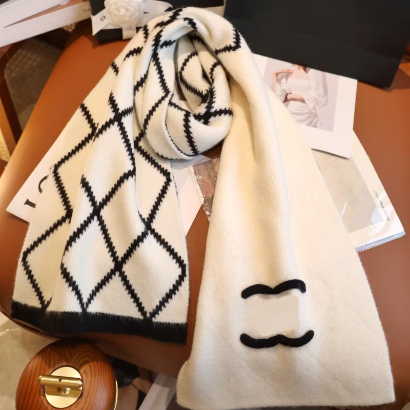 Scarf Set Designer Wool Cashmere Tassel Scarf Cashmere Thick Shawl Thickened Warm Scarf Designer Style 100% Pure Cashmere Black White
