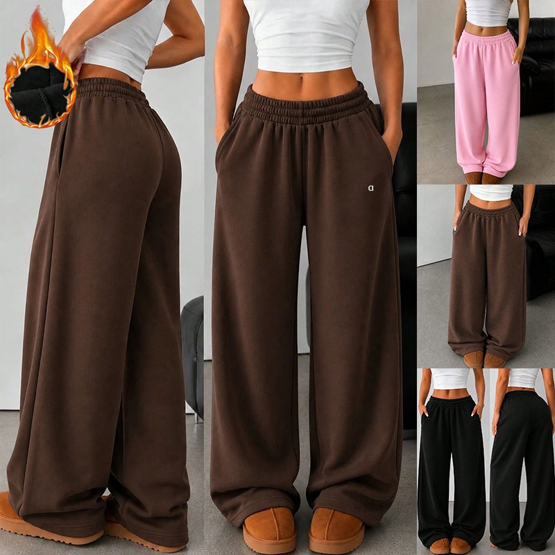A3100 3D Silver Women's Warm Stretchy Long Pant Womens Loose Fleece Elastic Wide-Leg Pants for Autumn and Winter Sports Trouser Women Yoga S