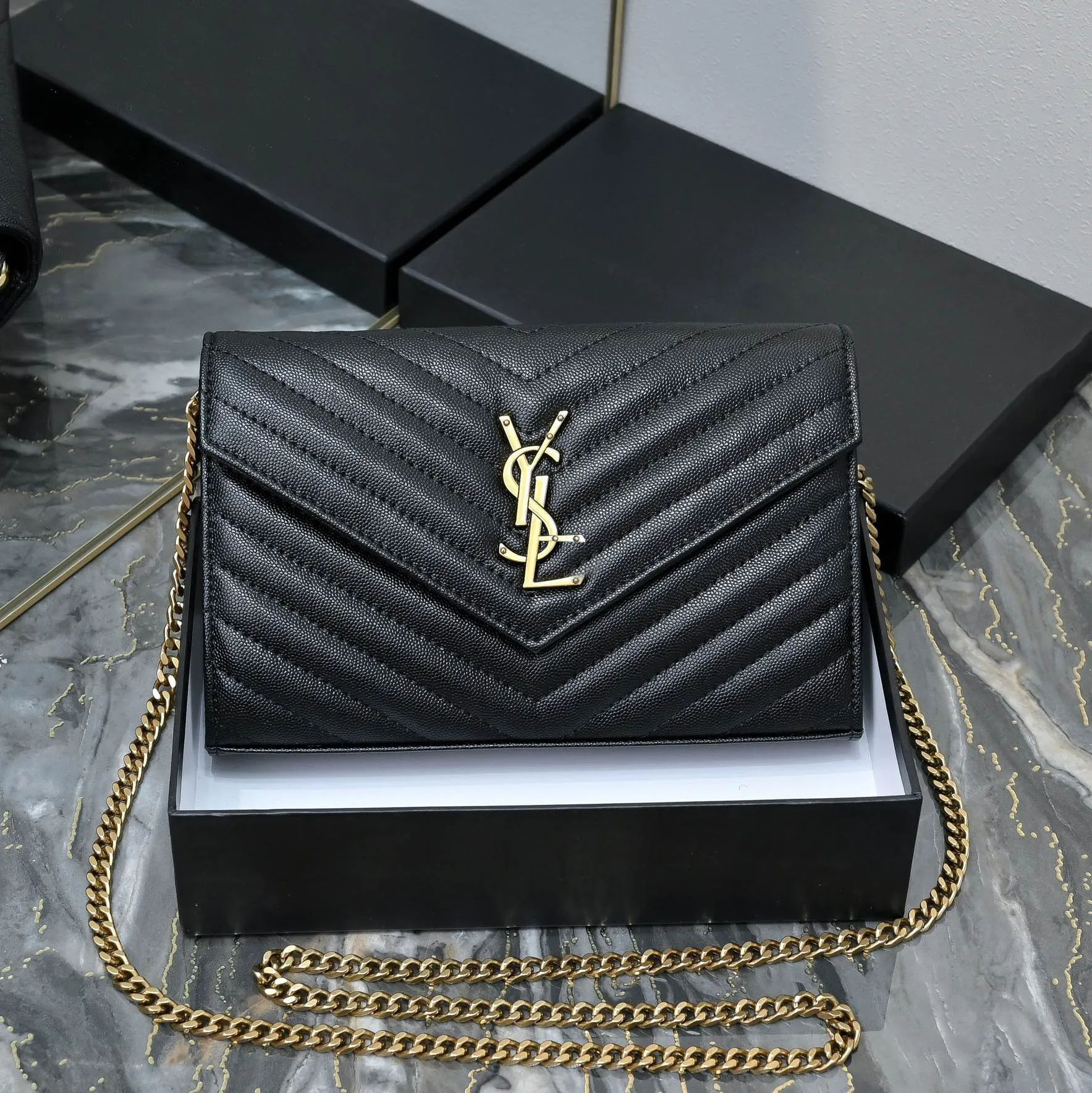 Sac de créateur TOP sac de luxe sac à bandoulière femme sac enveloppe noir classique caviar sac de haute qualité en cuir sac à bandoulière mode é