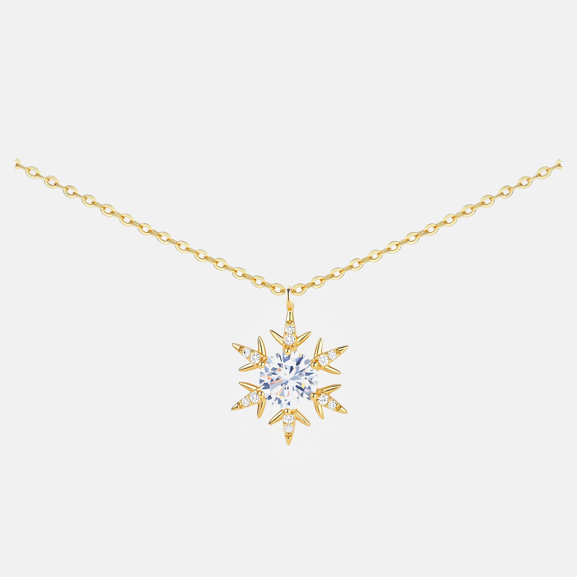 New romantic snowflake necklace, niche design, high-end clavicle chain pendant, women's holiday gift, dropshipping and wholesale