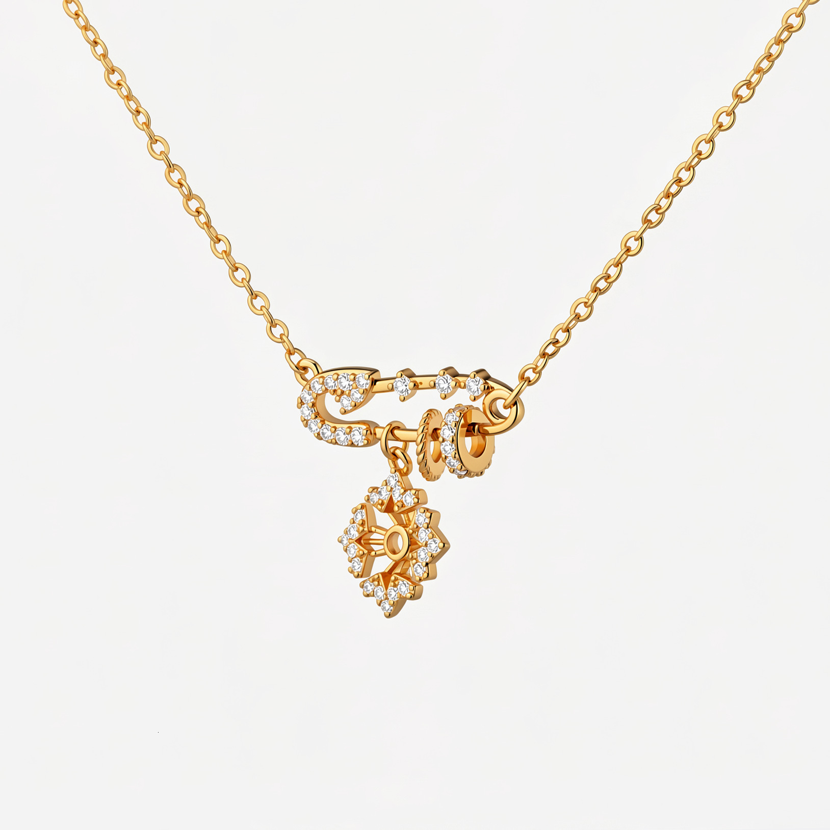 Diamond-studded heart four-leaf clover necklace, sweet cool style with double pendant, unique design, and a delicate clavicle chain for young women