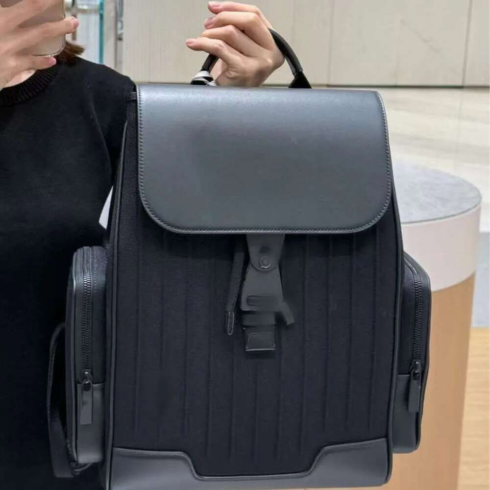 26 European and American fashion design R brand genuine leather canvas school commuting backpack