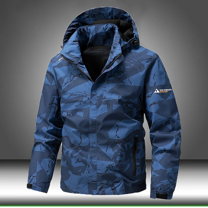 Softshell Outdoor Jacket Men Zip Up Hooded Waterproof Hiking Camping Windbreaker Lightweight Spring Autumn Coats 260924