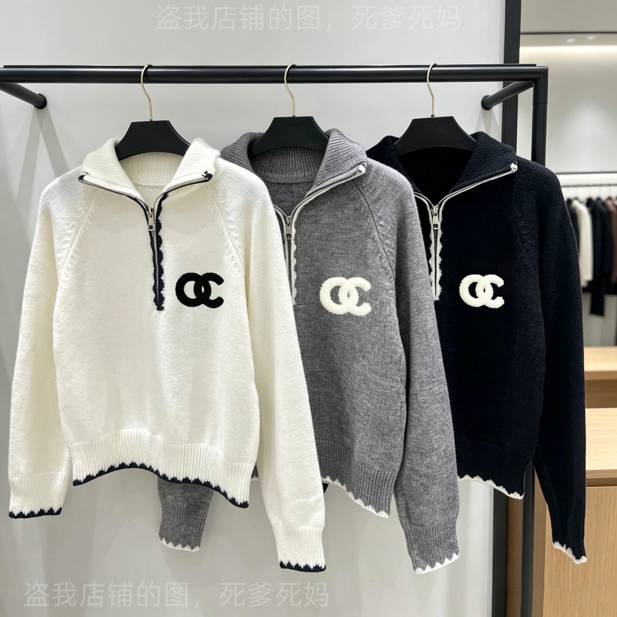Women Half Zip Stand Collar Knit Sweater Raglan Sleeve Contrast Scalloped Hem Pullover, Cropped Loose Fit Fall Winter Ladies Casual Office Street Kn