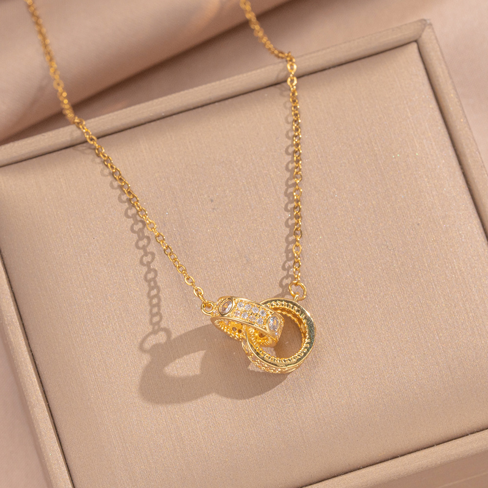 Collier rond à Double anneau pour femmes, Version coréenne, accessoires, nouveau Design de Niche, chaîne de clavicule polyvalente quotidienne de