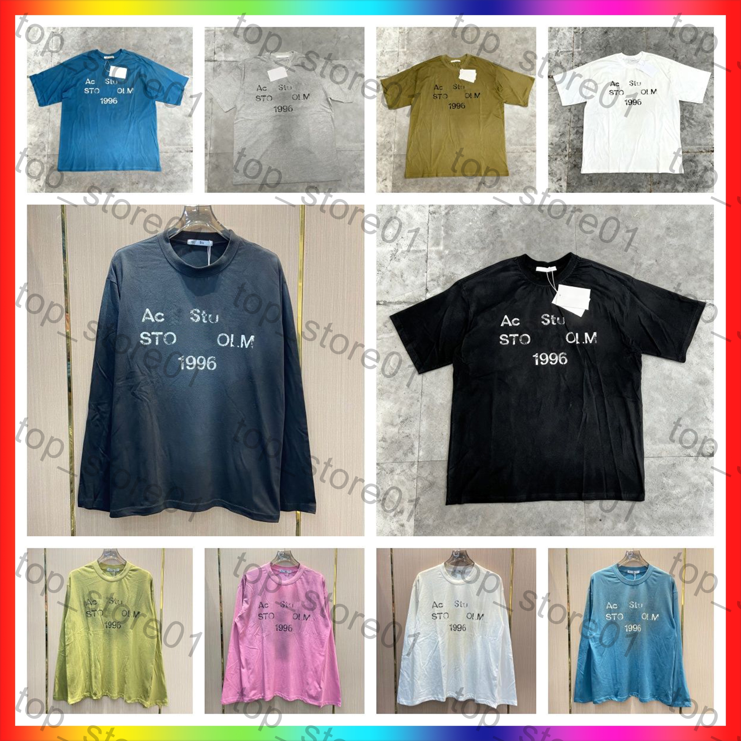 Designer T shirt acneastudio long sleeve 1996 Letter Print Breathable Graphic T shirt Washed Vintage studios Hoodie Oversize sweatshirt Casual Fashi