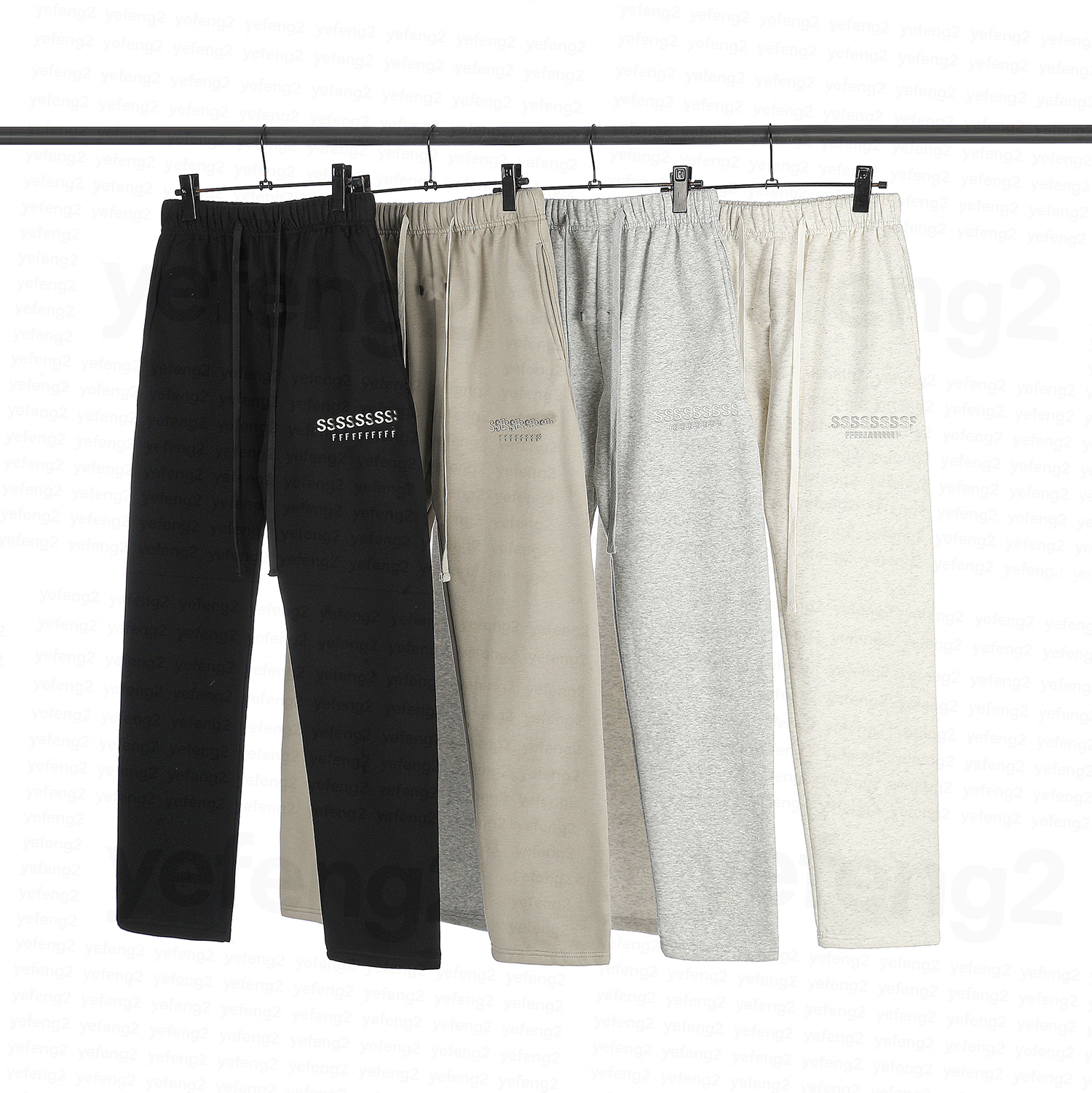 Pantalons de survêtement baggy pour hommes pantalons de survêtement 8 saisons classique double piste haute rue argent lettre couple sweat à capuc