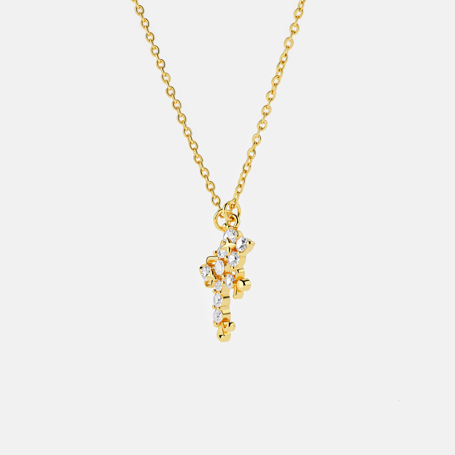 zircon-inlaid cross necklace, light luxury, high-end, niche design, stylish European and American clavicle chain jewelry for women