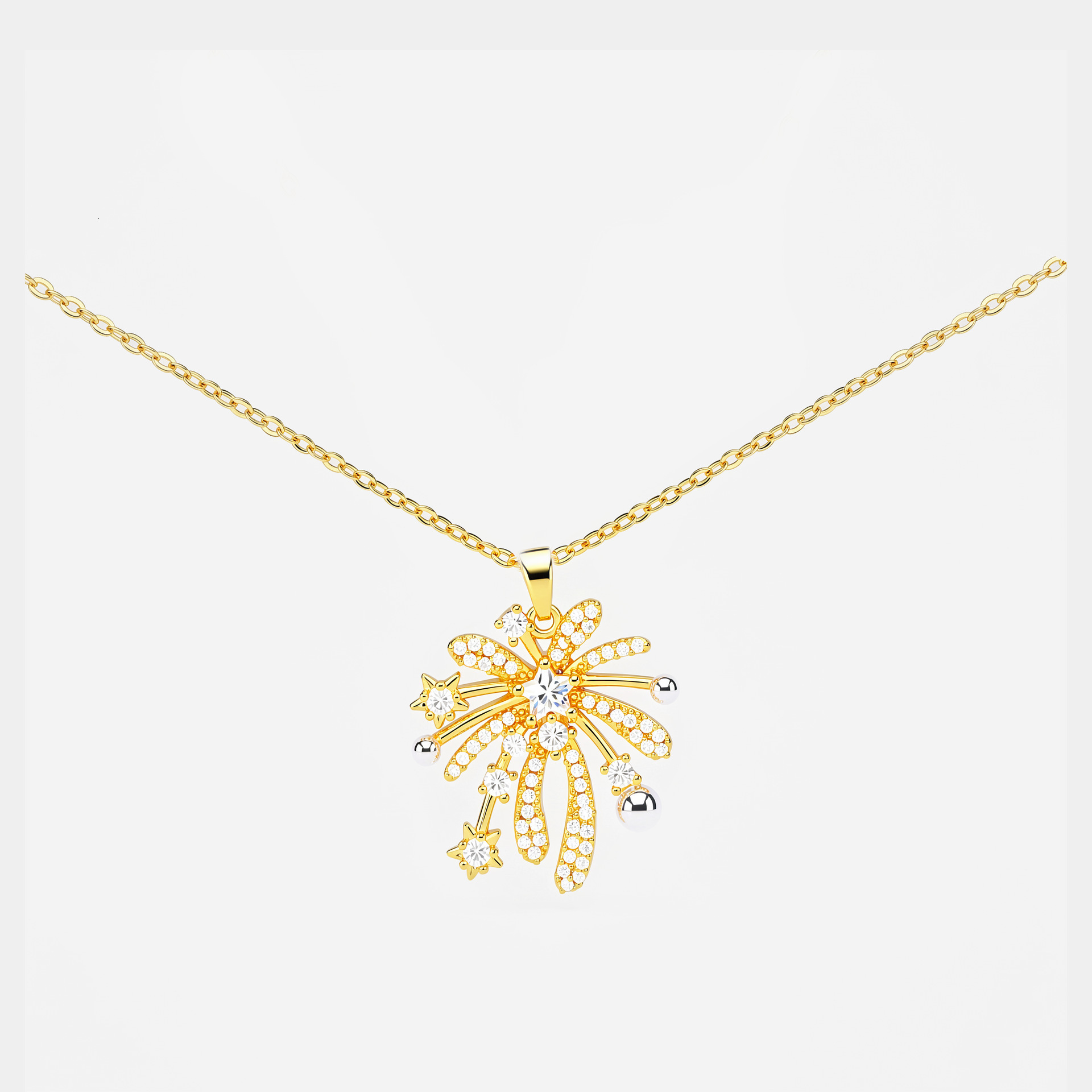 's new dazzling romantic firework necklace a light luxury, niche, high-end collarbone chain that is versatile and sweet, suitable for pairing w