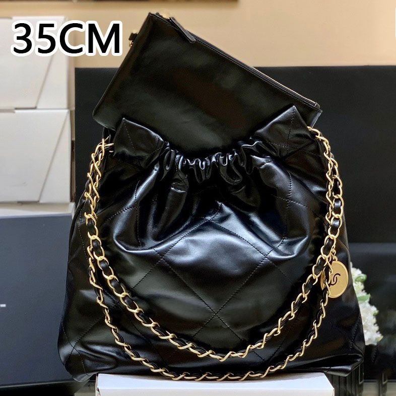 Designer shoulder luxury diamond grid patterned quilted metal chain tote mini 22 garbage fashion classic handbag diagonal cross bag wallet 04