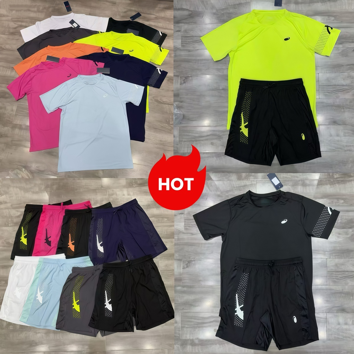 asicsly tracksuit Mens T Shirt Shorts Quick Dry Sports Suit Short Sleeve 2 Piece Set Jogging Training Running Workout Tracksuit Summer Athletic Fitn