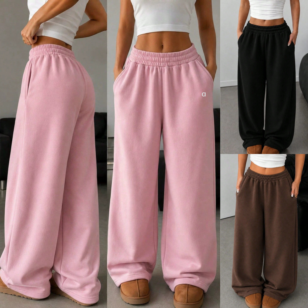 3100A 3D Silver Women's Warm Stretchy Long Pant Womens Loose Fleece Elastic Wide-Leg Pants for Autumn and Winter Sports Trouser Women Yoga Swea