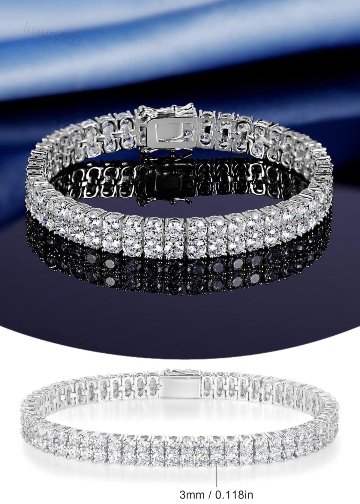 Hip Hop Iced Out Zircone Cubique Tennis Bracelet 3mm Multi-Rangée CZ Tennis Chaîne Plaqué Or 18K Bling Bling Bracelet Unisexe Bijoux Cadeau