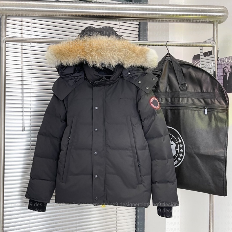 Designer Mens Gose Winter Doudoune Jacket Windproof jackets Parka Homme Warm Outerwear Wolf Fur Hooded Fourrure Manteau Jacket Coat Black Hiver Badg