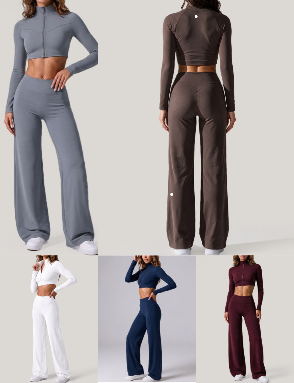 L6668 ensemble de sport et de Fitness automne hiver course Cardigan à manches longues haut court et pantalon Long ensemble deux pièces
