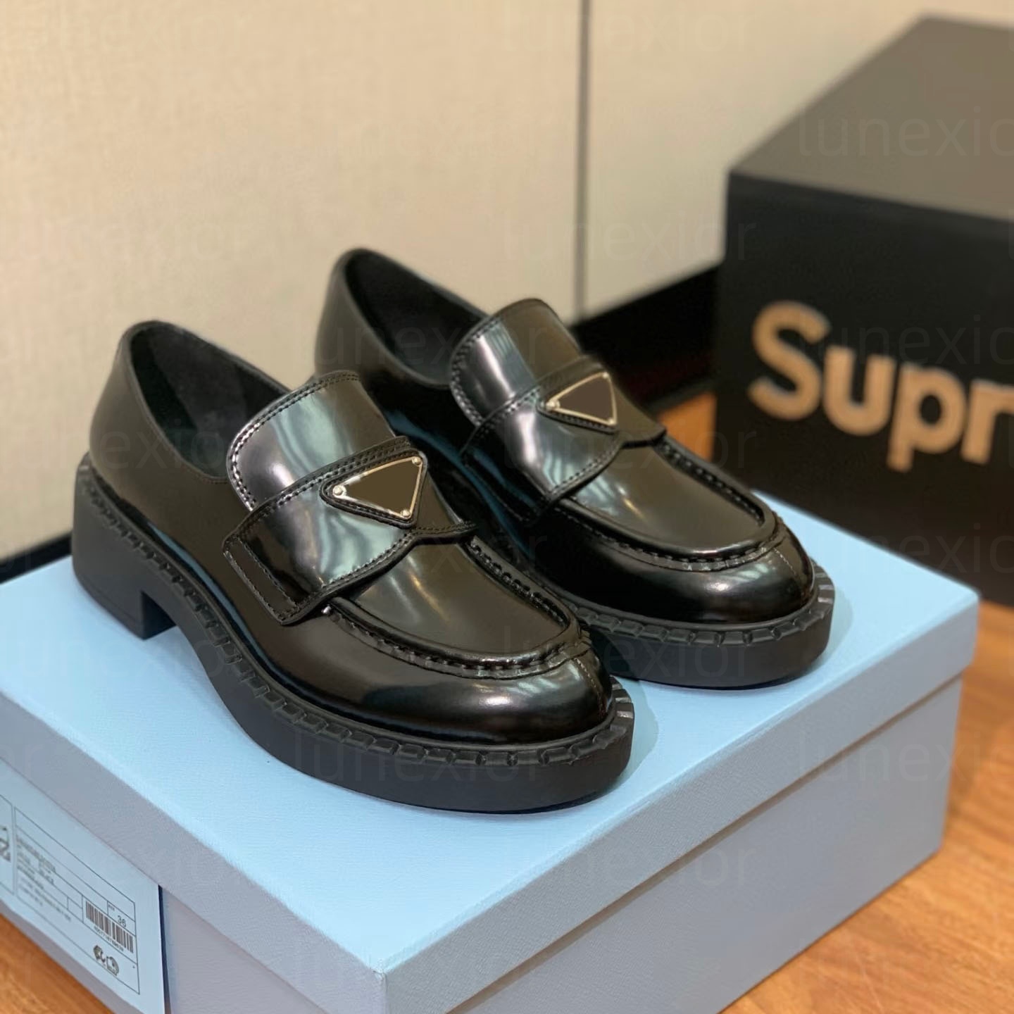 Designer Loafers Monolith Loafers Platform Dress Shoes Luxury Womens Ladies Moccasins Chunky Sole Black Loafer Rushed Slipper Pumps Patent Matte Tra