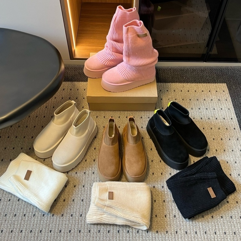 2026 Luxury Legwarmer Boots Women Classic Ribbed Sock Boot Suede Chunky Platform Winter Warm Fur Casual Outdoor Shoes 990