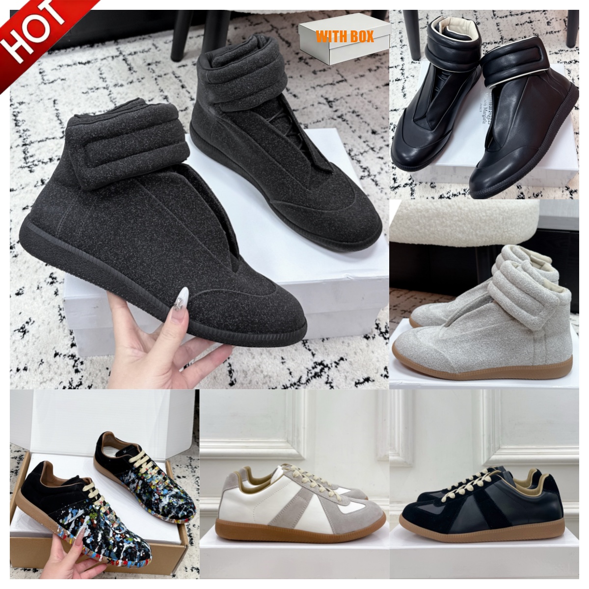 MM6 Army Margela German Shoe GATs maiison marggeila Suede Gum Rubber Sole Cow Leather Women Men Breathable Classic Casual Sneaker Gat Trainer Black