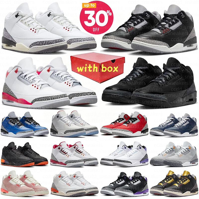 Livraison gratuite avec boîte Designer 3 chaussures de basket-ball 3 hommes femmes baskets hommes femmes baskets Cement Reimagined Military Black
