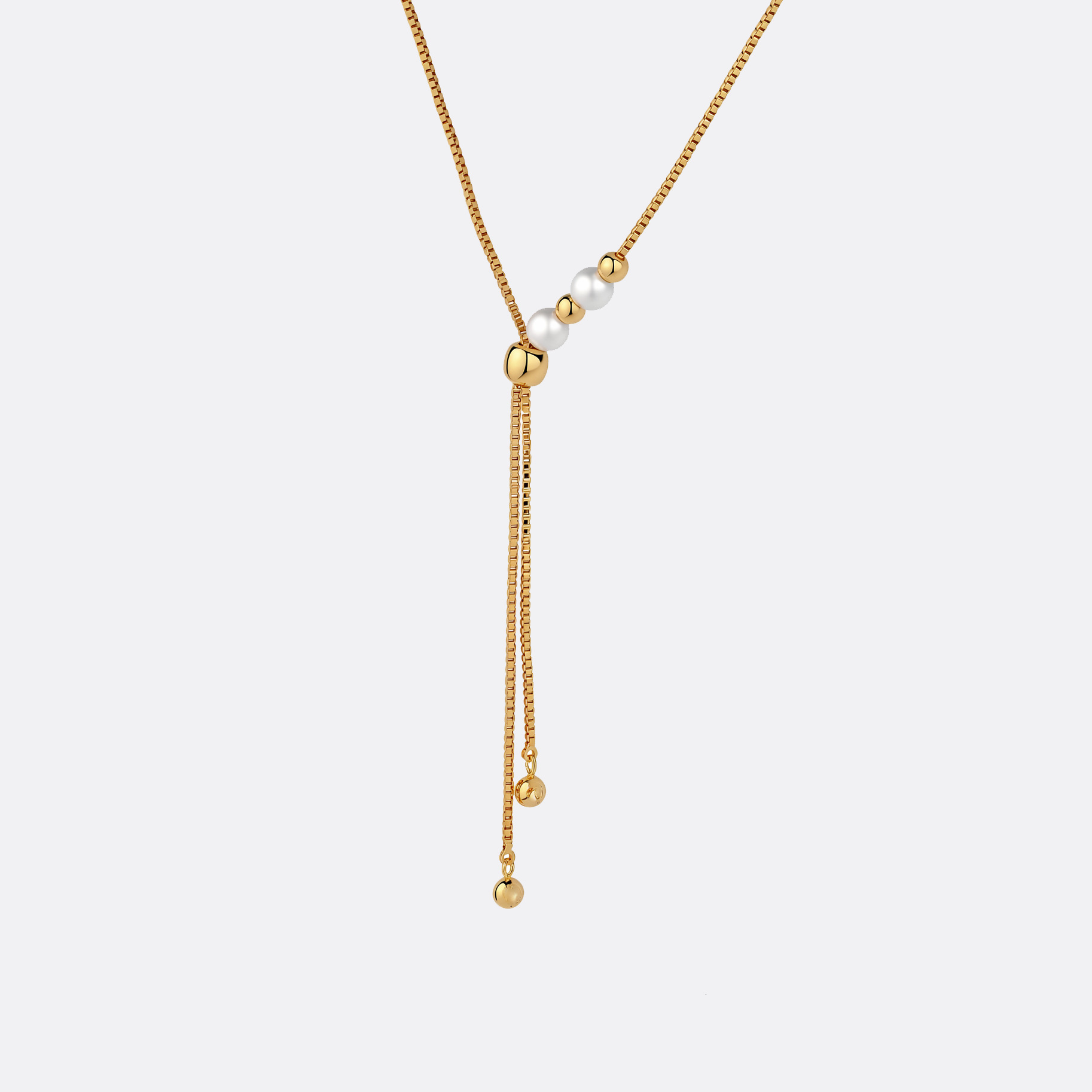 Versatile metal bead pearl necklace for commuting, a simple, elegant, and fashionable collarbone chain