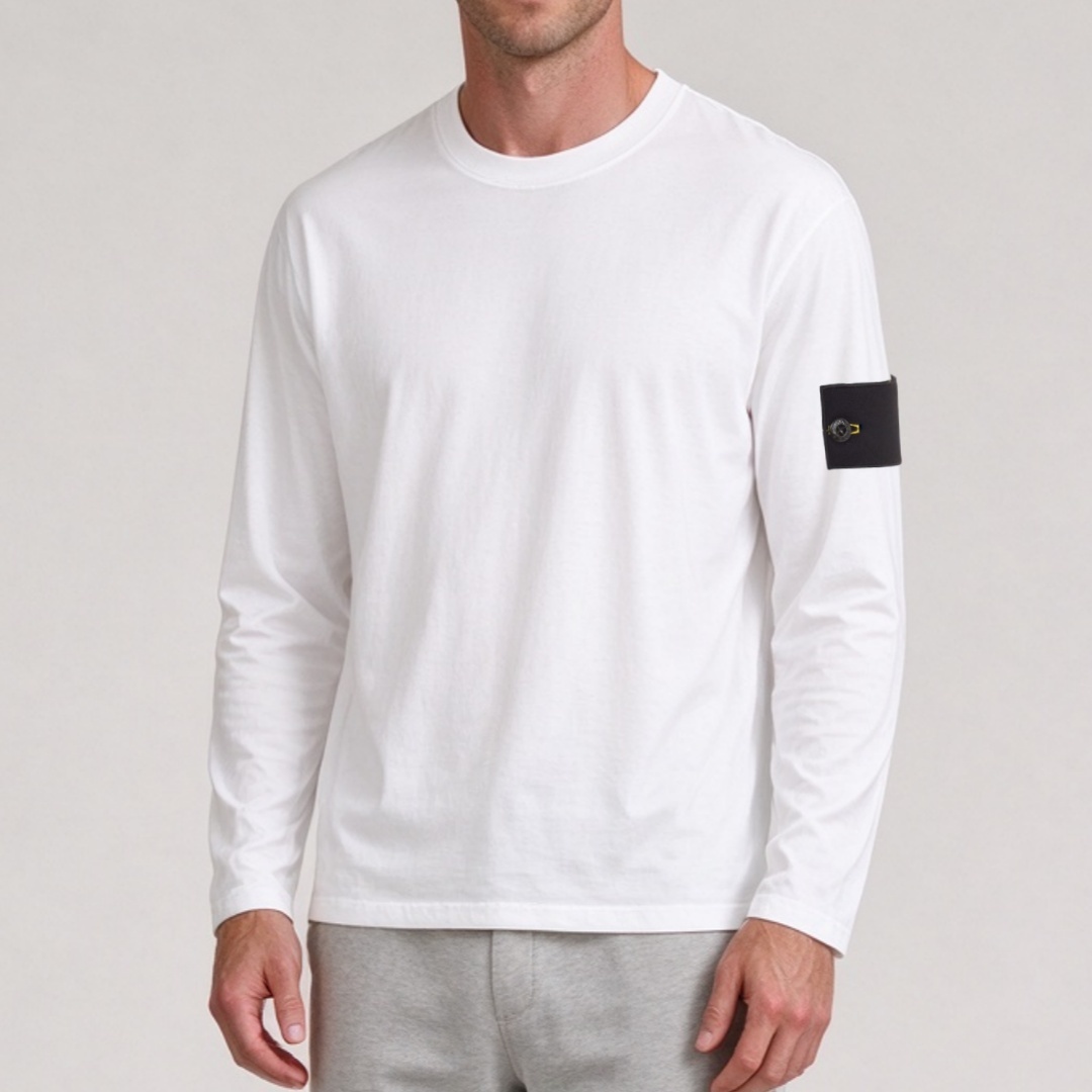 Men's T-Shirt Classic Stones Tshirts Crew Neck Long Sleeve T-Shirt Solid Color Cotton Casual Basic Tee Soft Lightweight Undershirt Daily Wear D