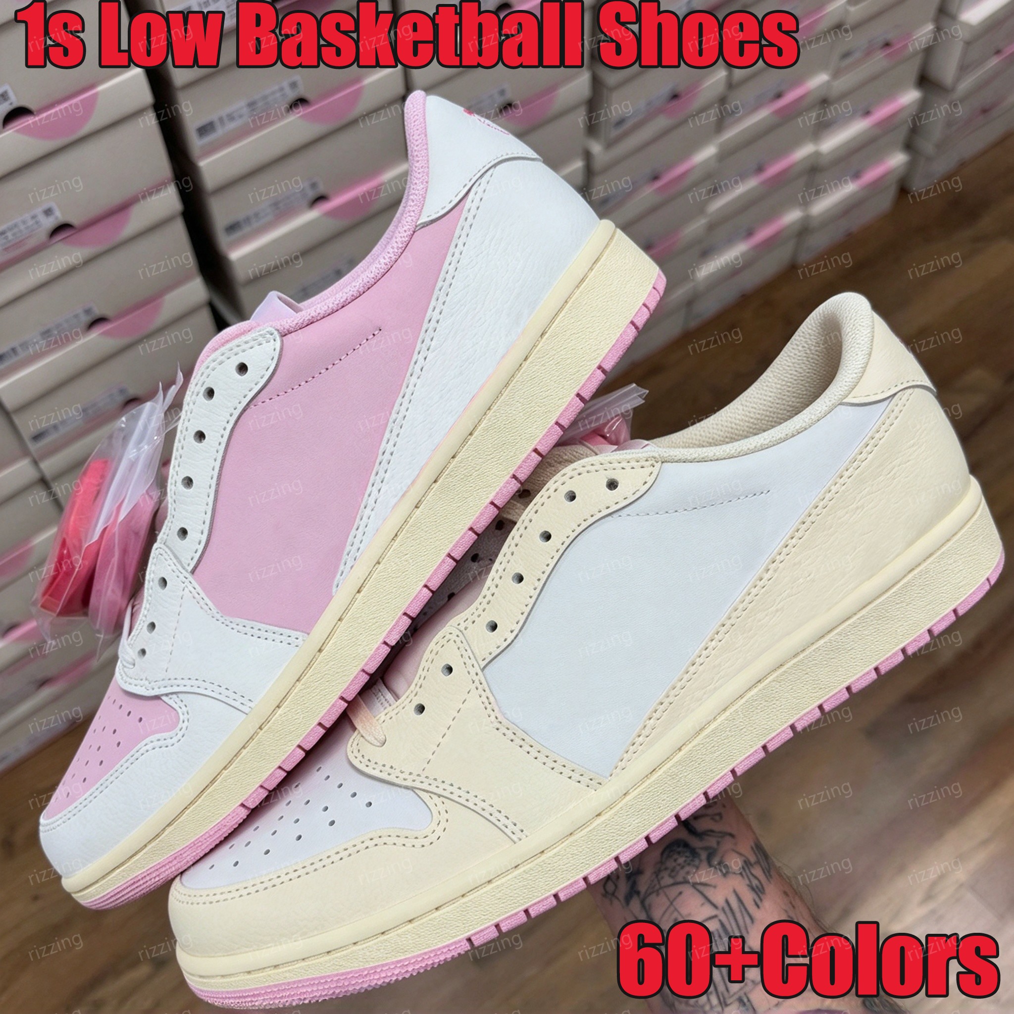 Travis Low 1 basketball shoes 1s OG Designer Men Women Trainers Sneakers Trend Fashion Versatile Casual Skate Shoes Shock Absorption Low-Top Pink Mo