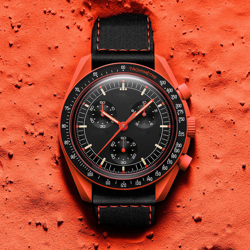 Moon Mens Watches Bioceramic Planet Mens Watch With Box Full Function Quarz Chronograph Watches High Quality Designer Watches 42mm Real Black Limite