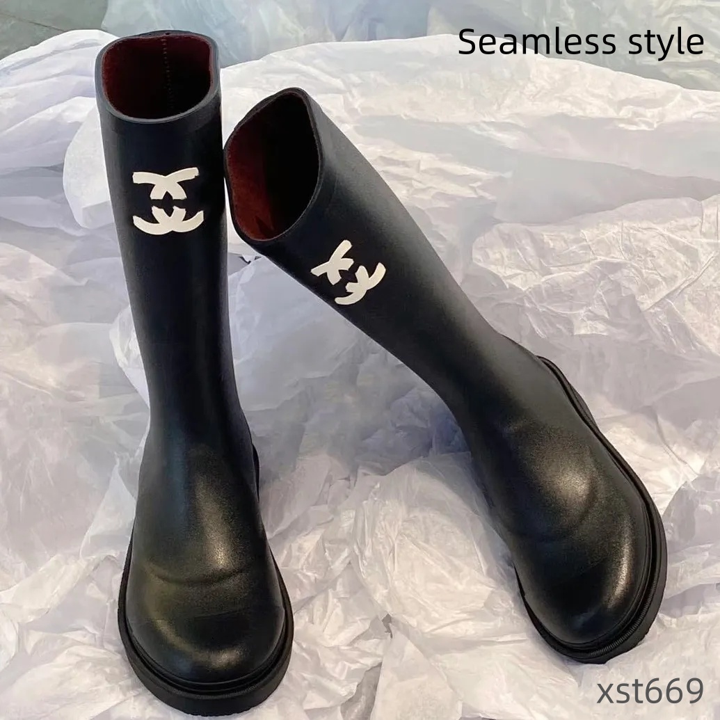 rain boots women chanalrain boot french brand designer with heels thick soles ankle high-quality winter womens rubber G220720 upper material CHAN