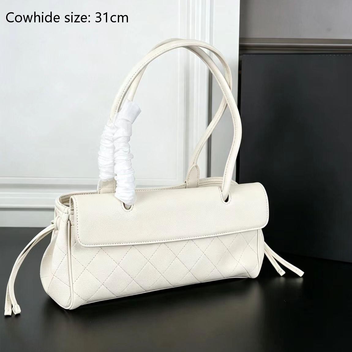 Sac Baguette de styliste en cuir de vache, fourre-tout à rabat avec cordon latéral, grande capacité, à la mode, sacs à bandoulière de luxe, nouve