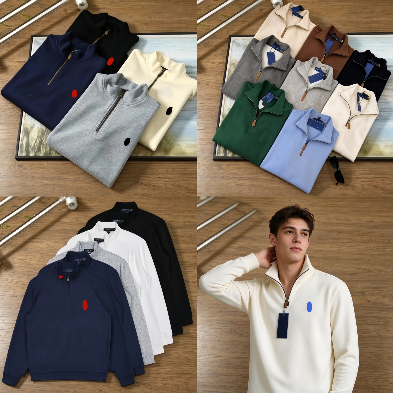 Polo Sweater Men Quarter Zip Designer Knit Sweaters Mens Pullover Uomo Half Zipper Luxury Casual Small Horse Jumper Autumn Wool Women Hoodie Chan