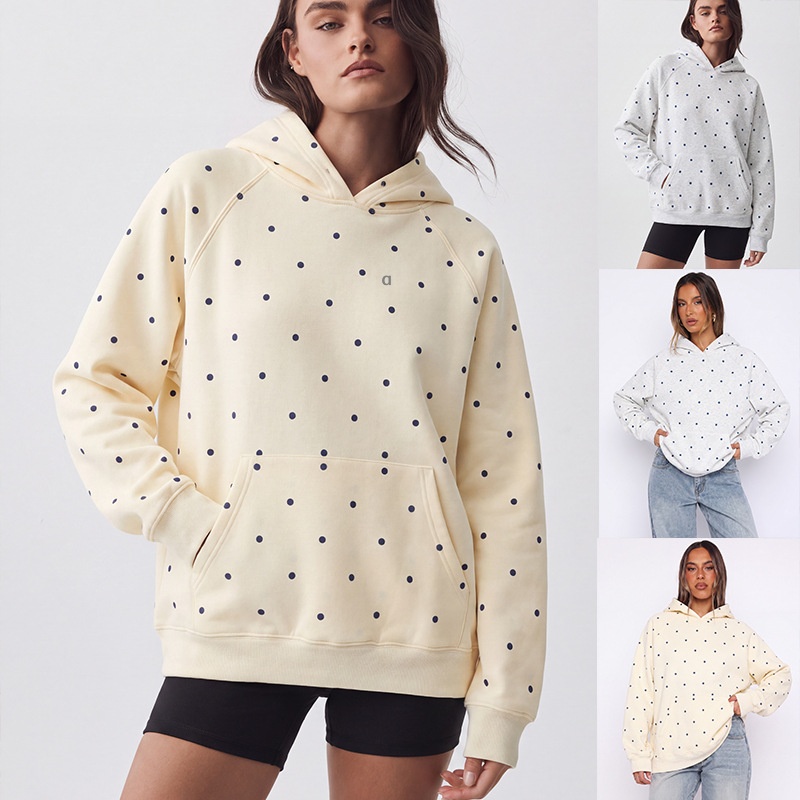 3098AO Confortable Femmes 3D Argent Pull Cardigan Veste à Capuche élégante pour Les Saisons Froides Doublure en Polaire en Peluche imprimé à Pois