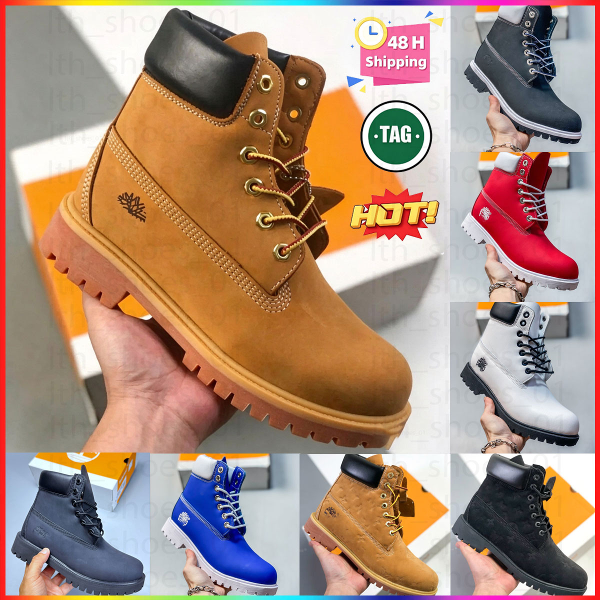 2026 TOP tims boots men Designer luxury Shoes Men Waterproof Ankle Classic Shoe Cowboy Red Blue Black Pink Hiking Motorcycle Boots Martin Casual Sho