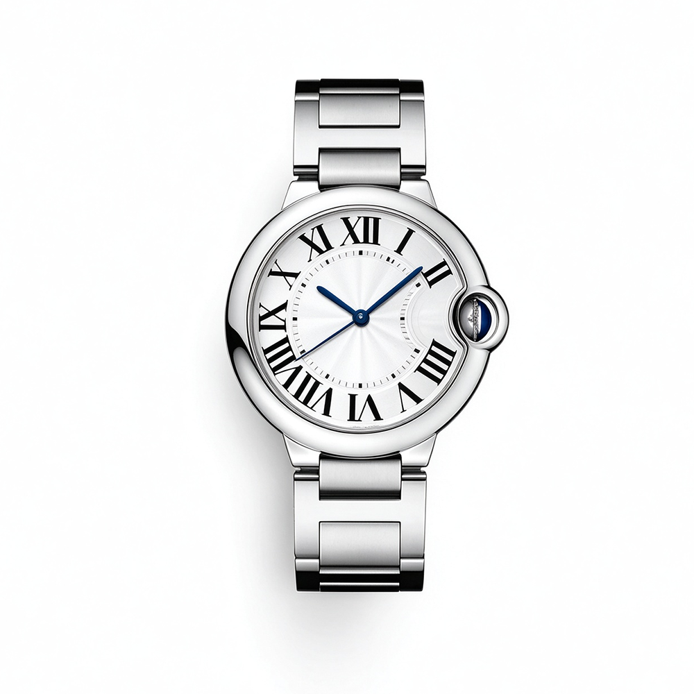 Classique Ballon Rond Femmes Montre À Quartz Cadran Chiffre Romain Bande En Acier Inoxydable Dames Montre-Bracelet Diamant Lunette Femme Robe Mon